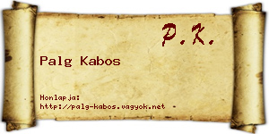 Palg Kabos névjegykártya